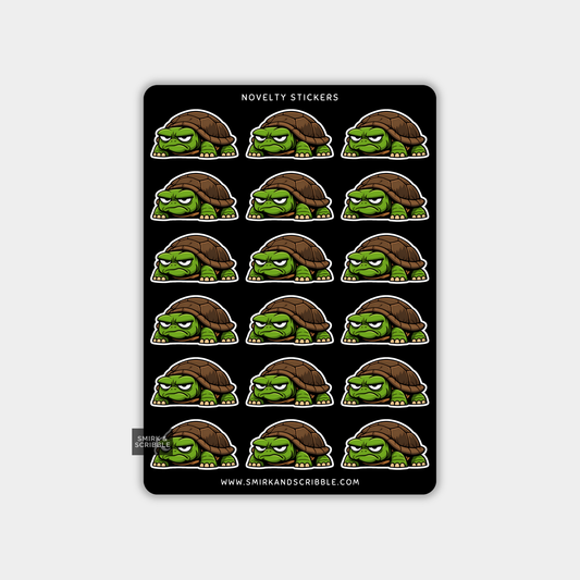Funny Vinyl Sticker Sheet - Grumpy Tortoise