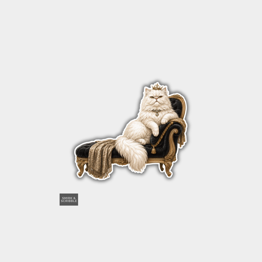 Funny Die Cut Vinyl Sticker - Chaise Lounge Cat
