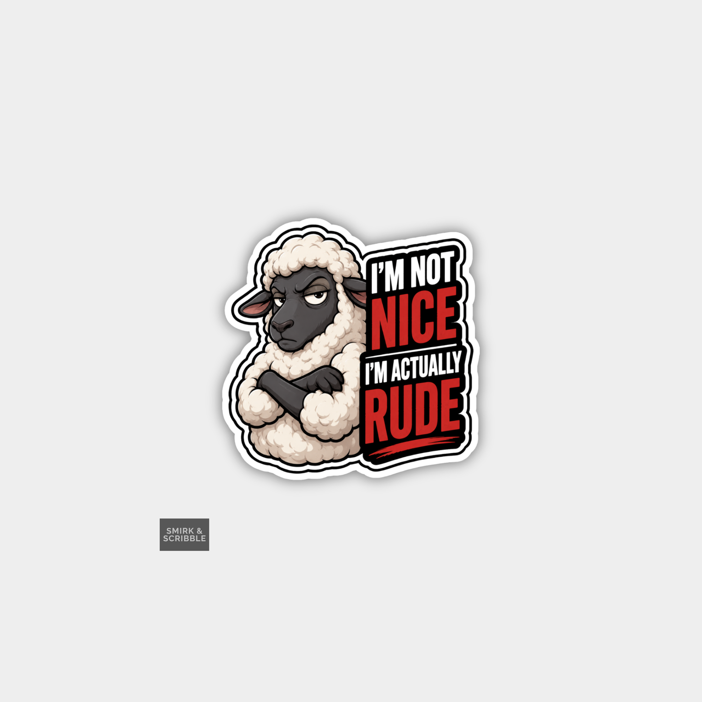 Funny Snarky Vinyl Sticker - Rude Sheep