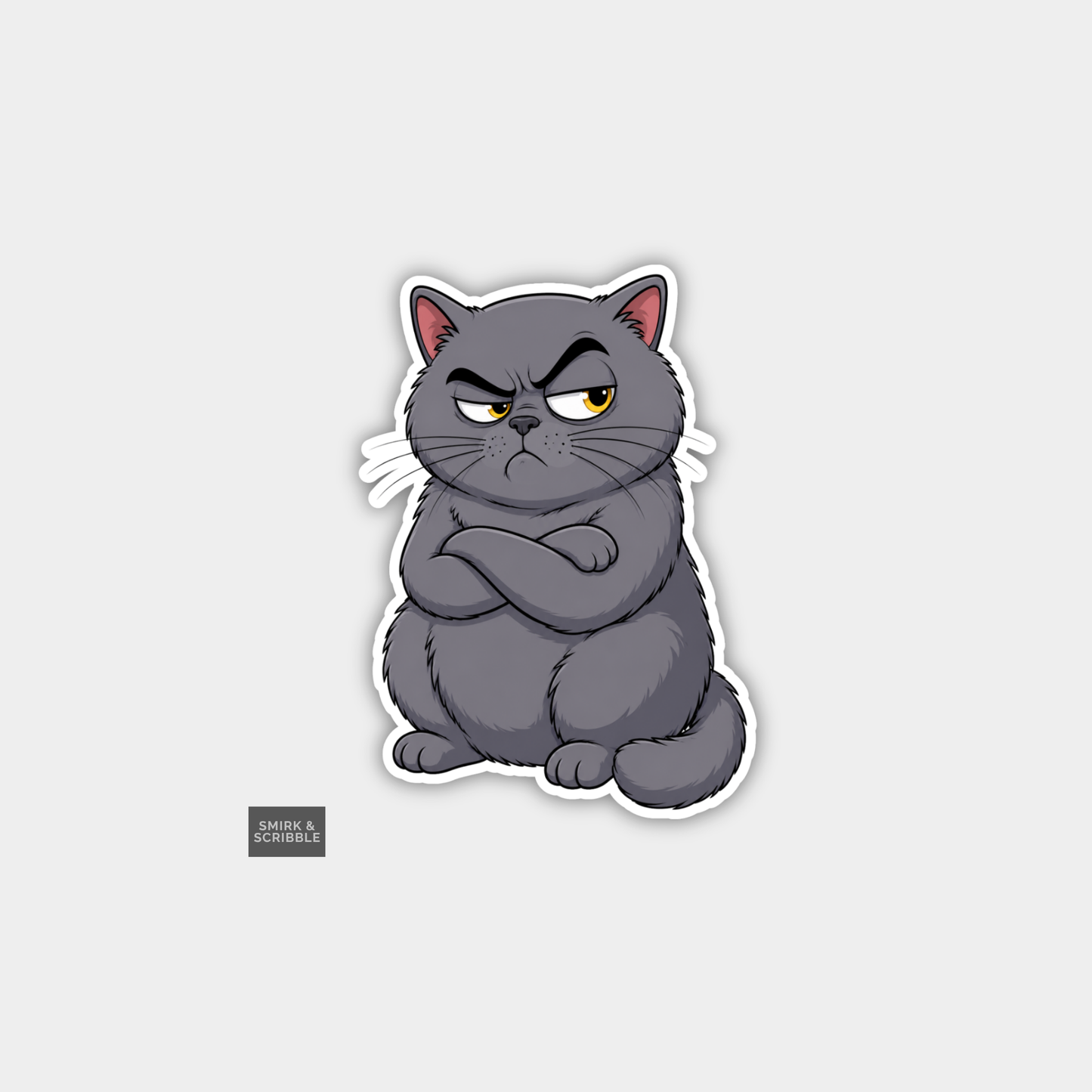 Funny Character Vinyl Sticker - Cute Posing Mean Cat