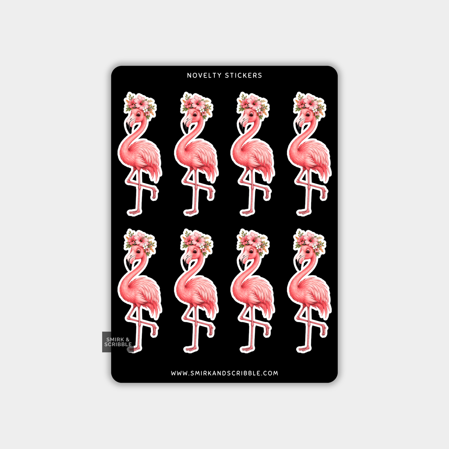 Funny Vinyl Sticker Sheet - Cute Floral Flamingo