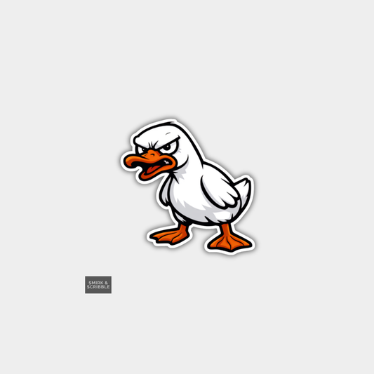 Funny Character Vinyl Sticker - Grumpy Duck