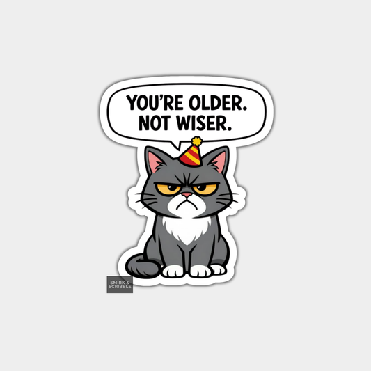 Funny Birthday Vinyl Sticker - Cat