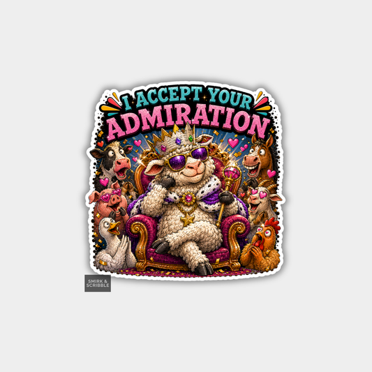 Funny Vinyl Die Cut Sticker - Royal Sheep