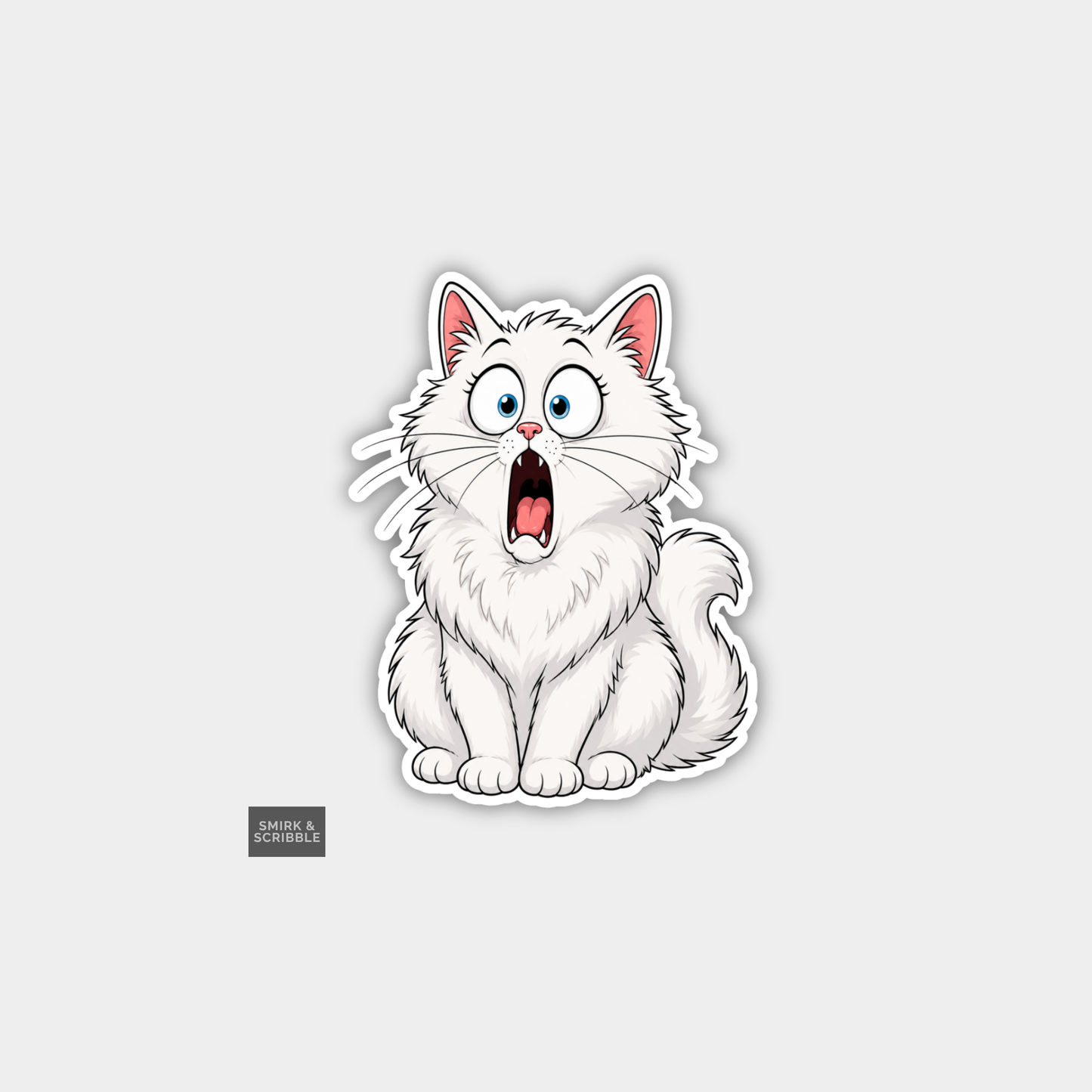 Funny Character Vinyl Sticker - Cute Shocked Cat