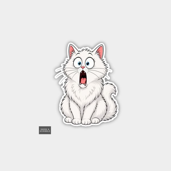 Funny Character Vinyl Sticker - Cute Shocked Cat