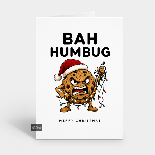 Funny Christmas Card - Angry Cookie With Lights