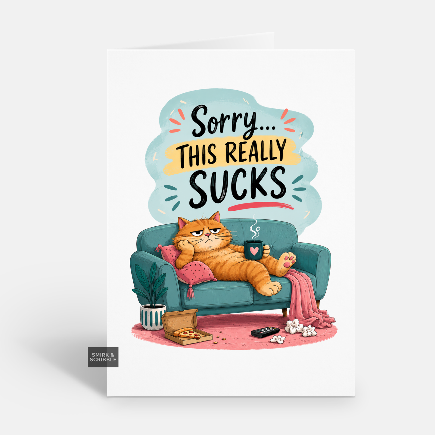 Funny Sorry Card - Really Sucks Cat