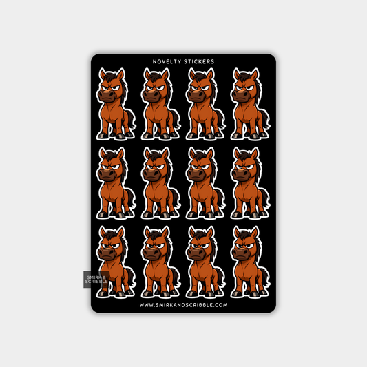 Funny Vinyl Sticker Sheet - Grumpy Horse