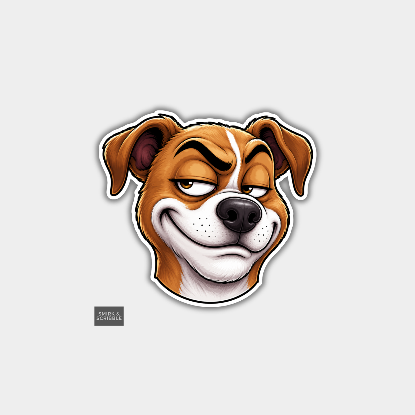 Funny Die Cut Vinyl Sticker - Smug Dog Face