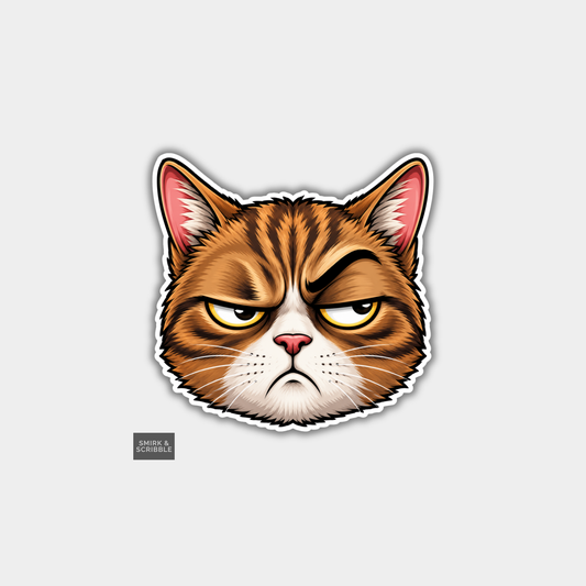 Funny Die Cut Vinyl Sticker - Grumpy Cat Face