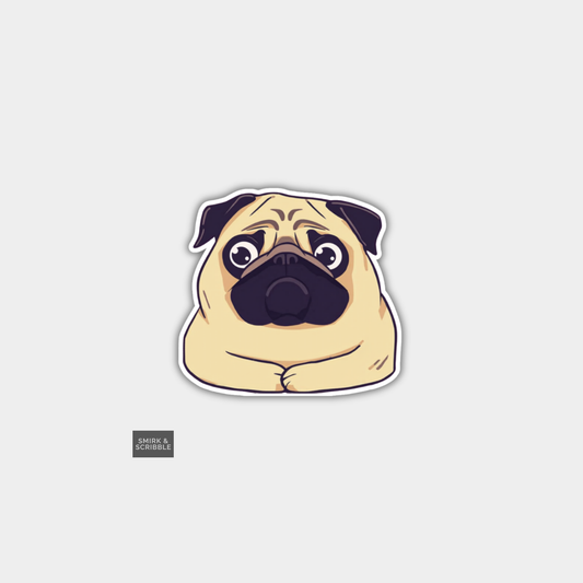 Funny Character Vinyl Sticker - Cute Pug