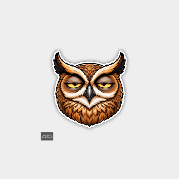 Funny Character Vinyl Sticker - Mean Owl Face