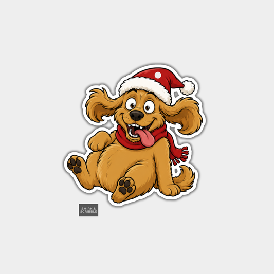 Funny Christmas Gift Tags - Cute Cheeky Dog In Santa Hat