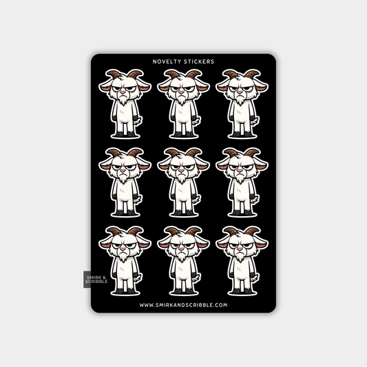 Funny Vinyl Sticker Sheet - Angry Goat