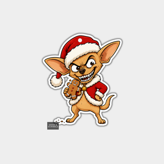 Funny Christmas Gift Tags - Cute Cheeky Chihuahua In Santa Hat