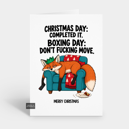 Funny Christmas Card - Exhausted Fox