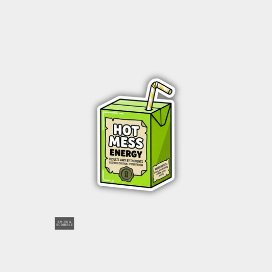Cartoon-style green energy drink box with a straw on a light gray background