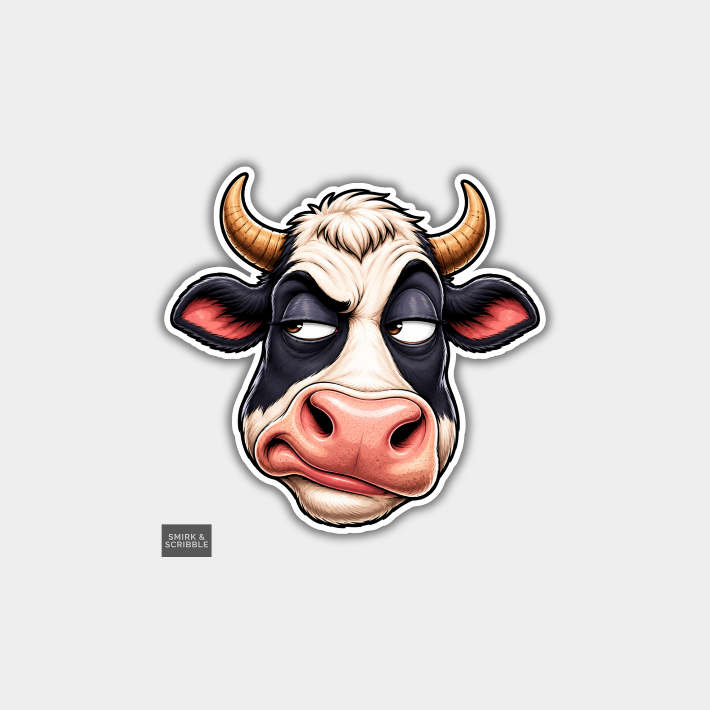 Funny Die Cut Vinyl Sticker - Attitude Cow Face