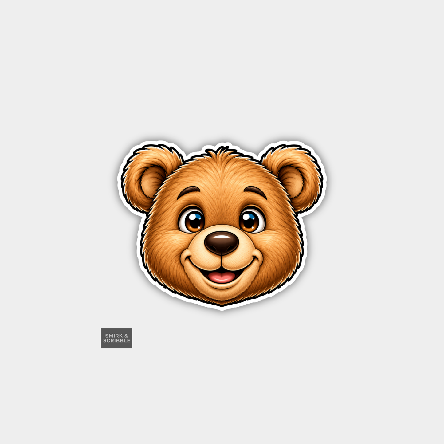 Funny Character Vinyl Sticker - Happy Teddy Face