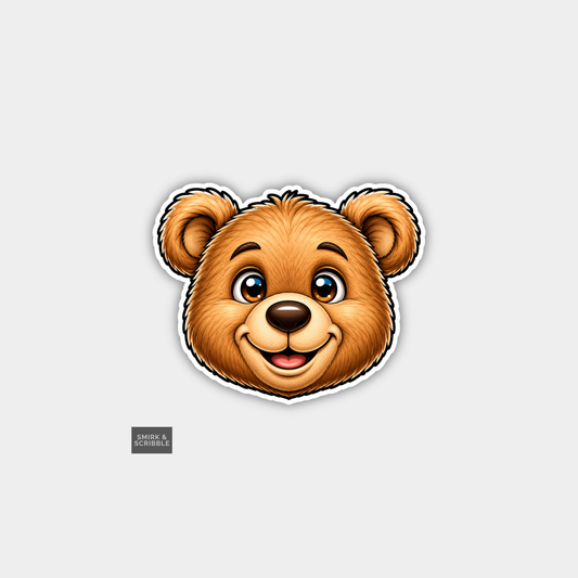 Funny Character Vinyl Sticker - Happy Teddy Face