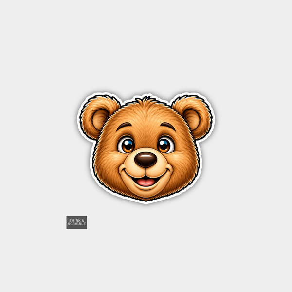 Funny Character Vinyl Sticker - Happy Teddy Face