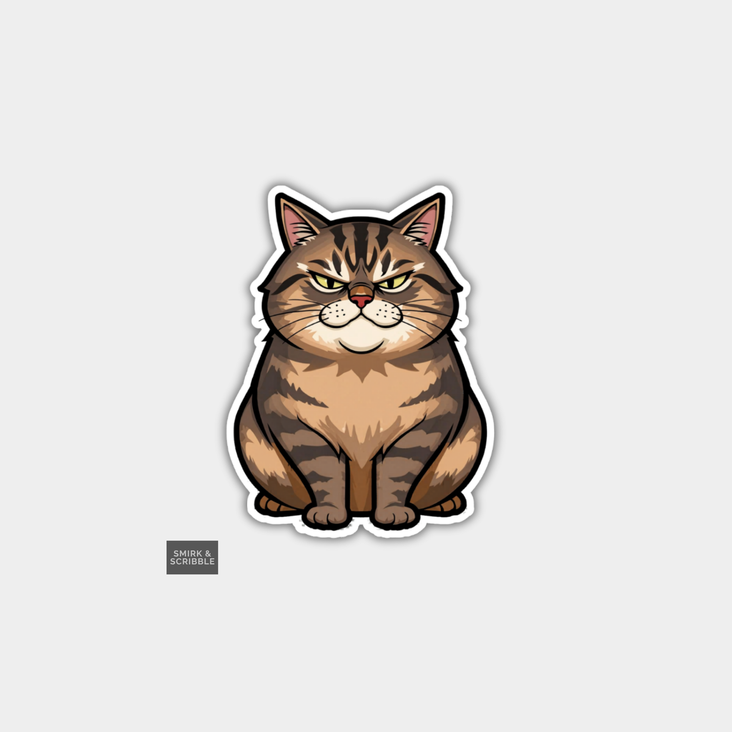Funny Character Vinyl Sticker - Brown cat