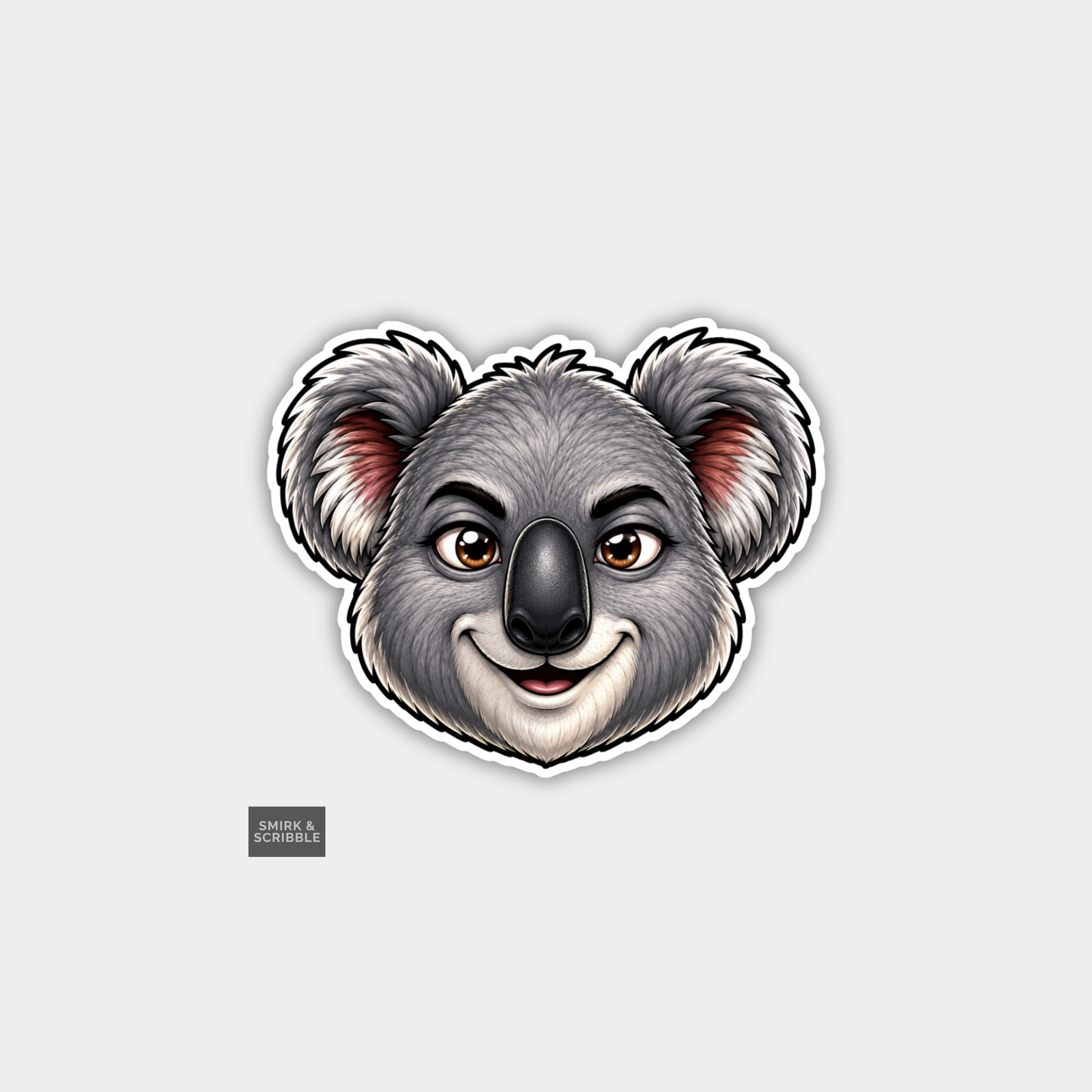 Funny Character Vinyl Sticker - Smiling Koala Face
