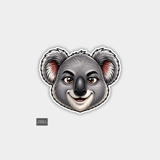 Funny Character Vinyl Sticker - Smiling Koala Face