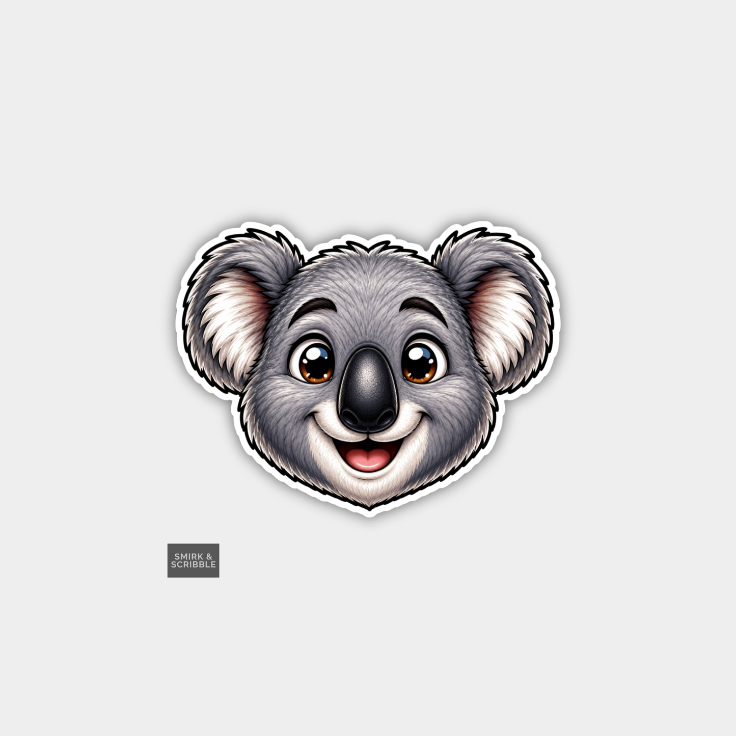 Funny Character Vinyl Sticker - Cute Happy Koala Face