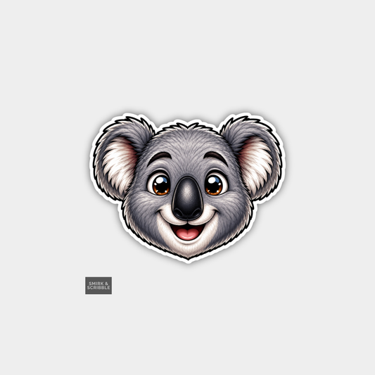 Funny Character Vinyl Sticker - Cute Happy Koala Face