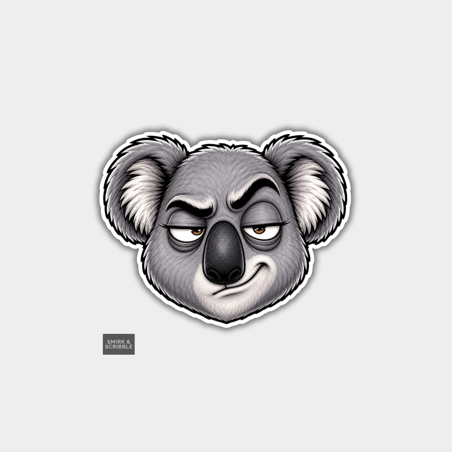 Funny Die Cut Vinyl Sticker - Smug Koala Face