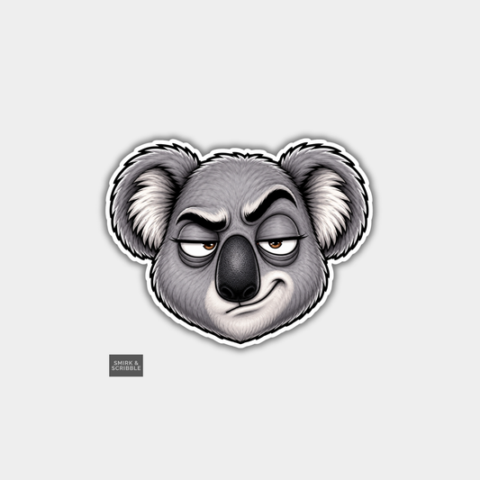 Funny Die Cut Vinyl Sticker - Smug Koala Face