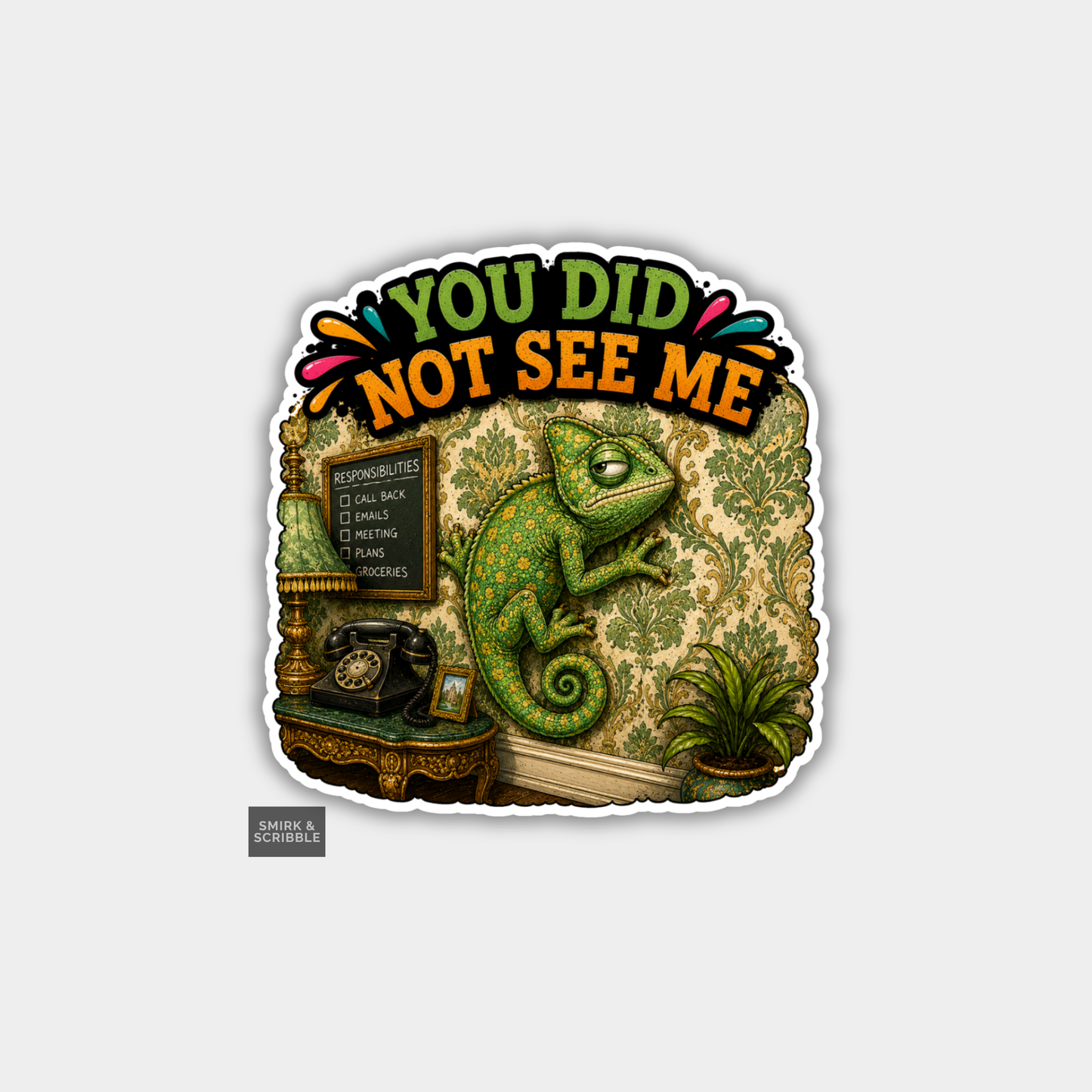 Funny Vinyl Die Cut Sticker - Chameleon
