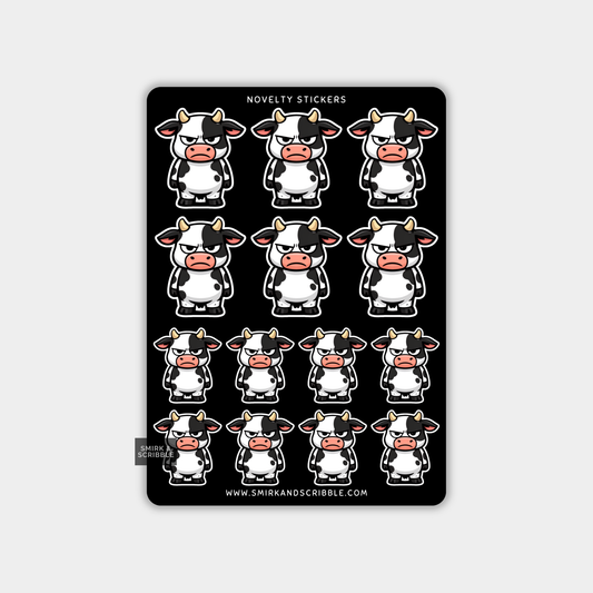 Funny Vinyl Sticker Sheet - Angry Cow