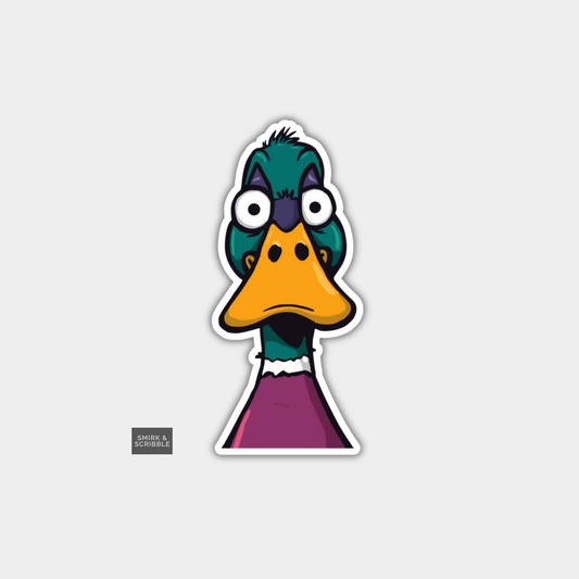 Funny Character Vinyl Sticker - Green Duck