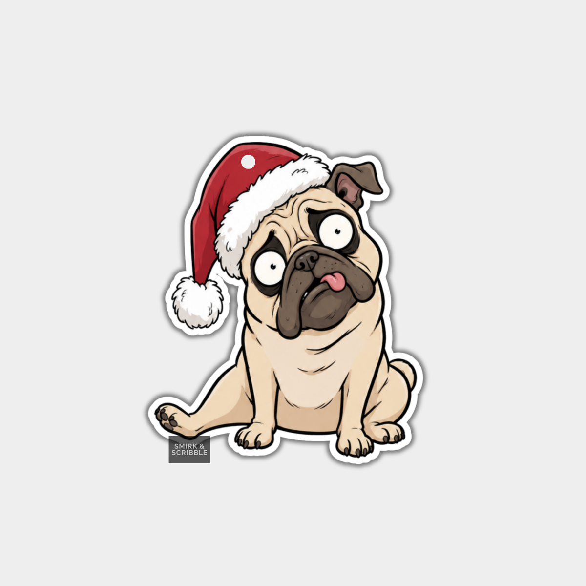 Funny Christmas Gift Tags - Cute Cheeky Dog In Santa Hat
