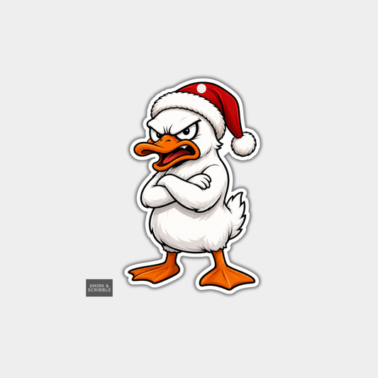 Funny Christmas Gift Tags - Grumpy Angry Duck