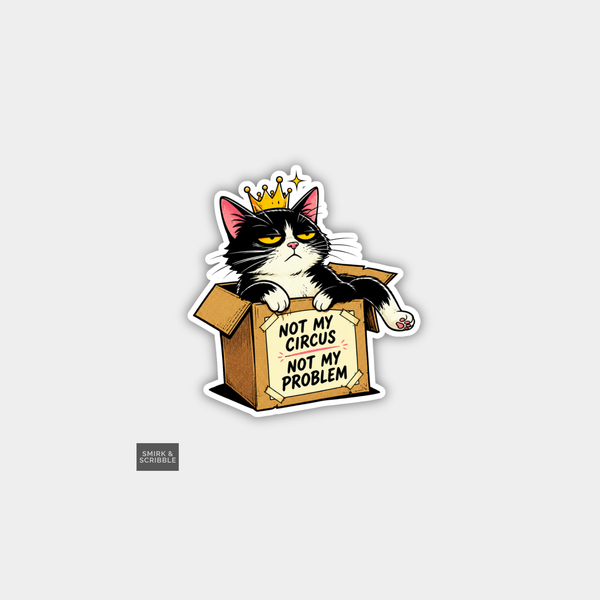 Funny Character Vinyl Sticker - Cat In Box