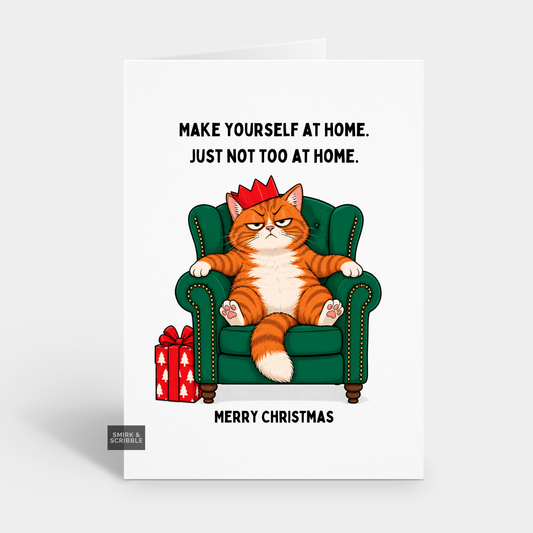 Funny Christmas Card - At Home Cat