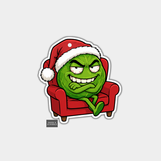Funny Christmas Gift Tags - Cute Cheeky Brussels Sprout In Santa Hat
