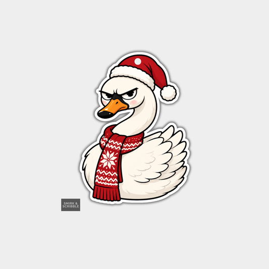 Funny Christmas Gift Tags - Cute Grumpy Swan