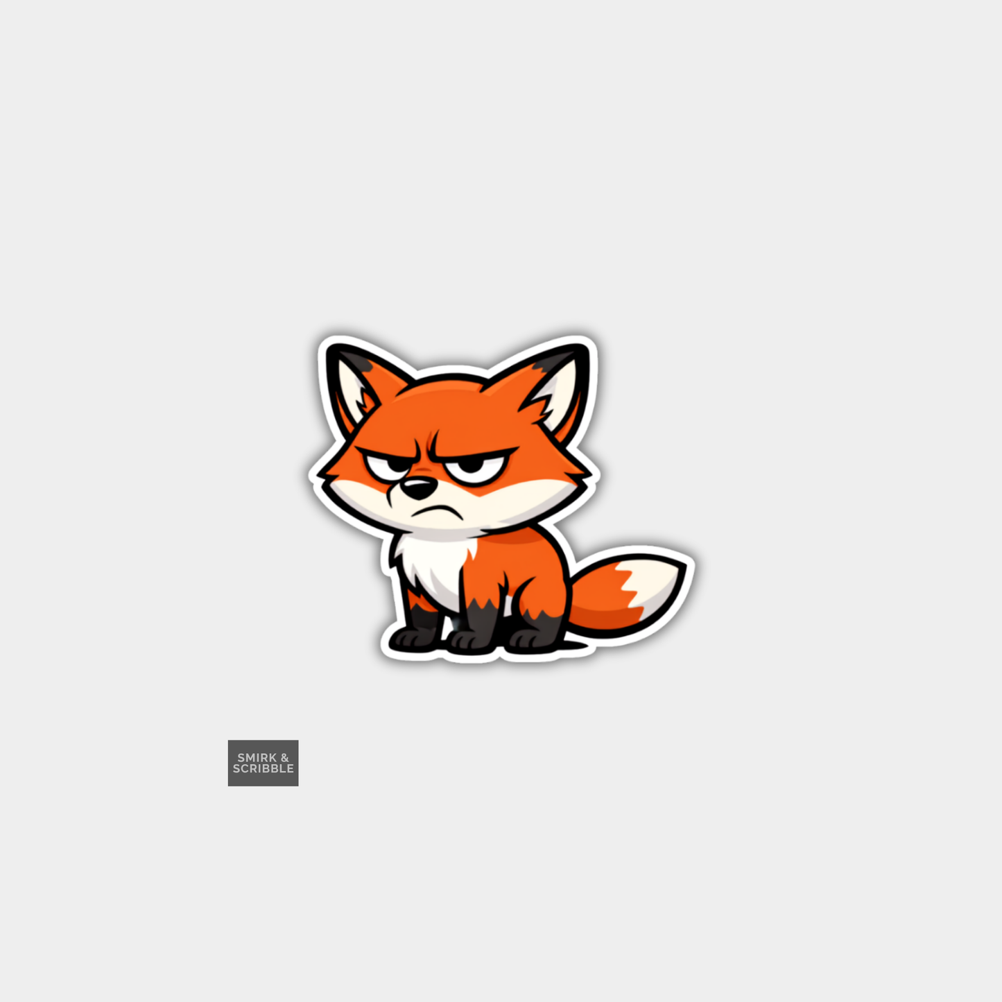 Funny Character Vinyl Sticker - Grumpy Fox Cub