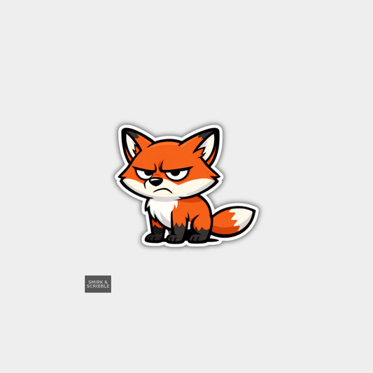 Funny Character Vinyl Sticker - Grumpy Fox Cub