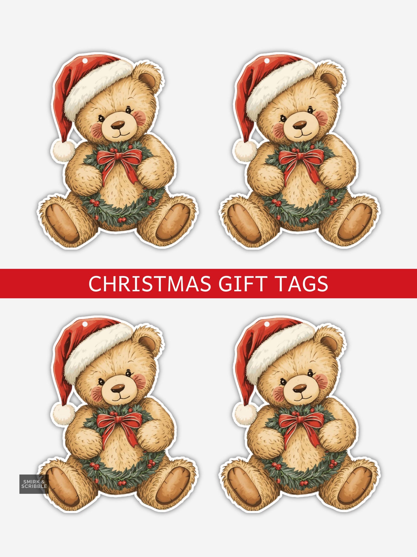 Teddy Bear Christmas Gift Tags