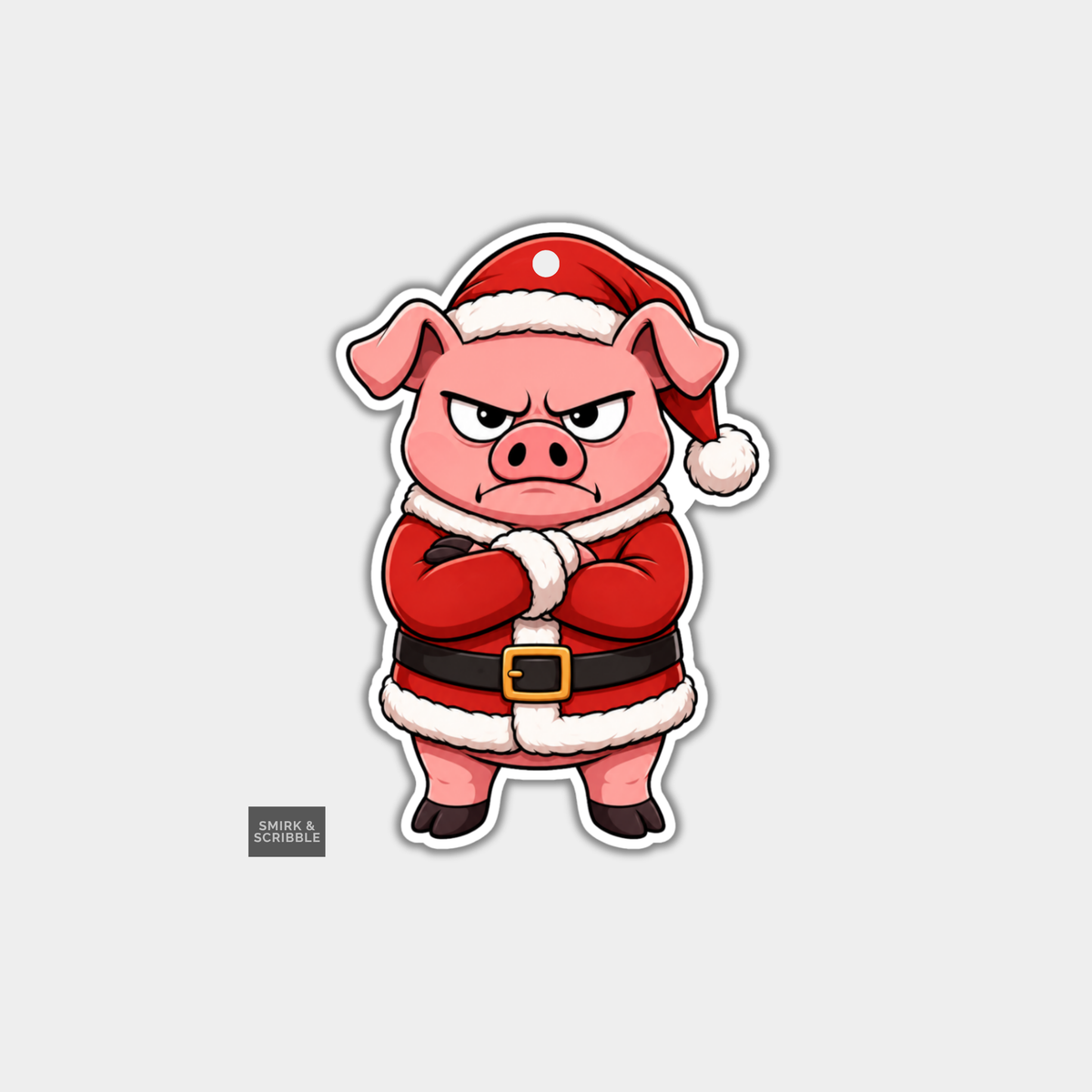 Funny Christmas Gift Tags - Grumpy Santa Pig