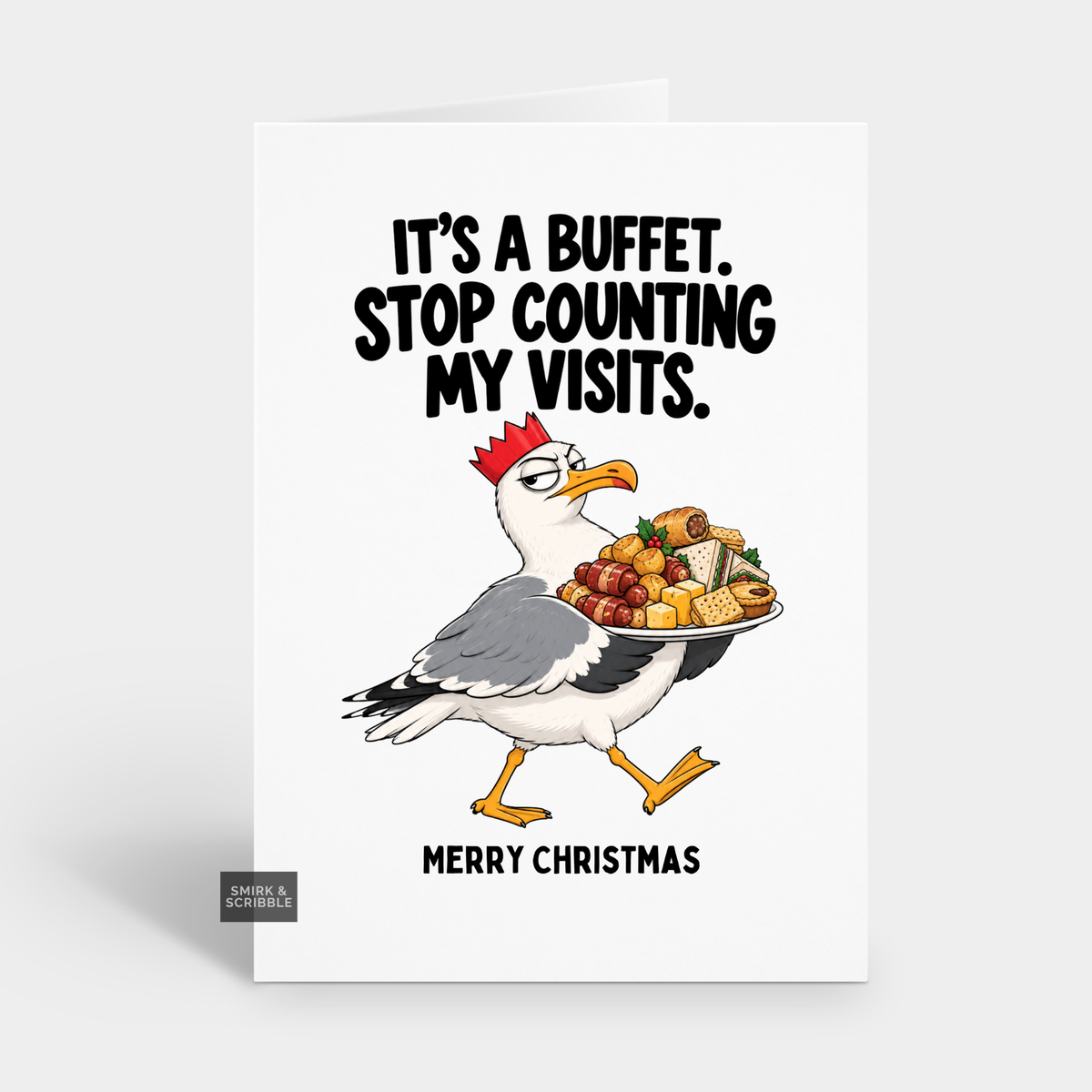 Funny Christmas Card - Buffet Seagull