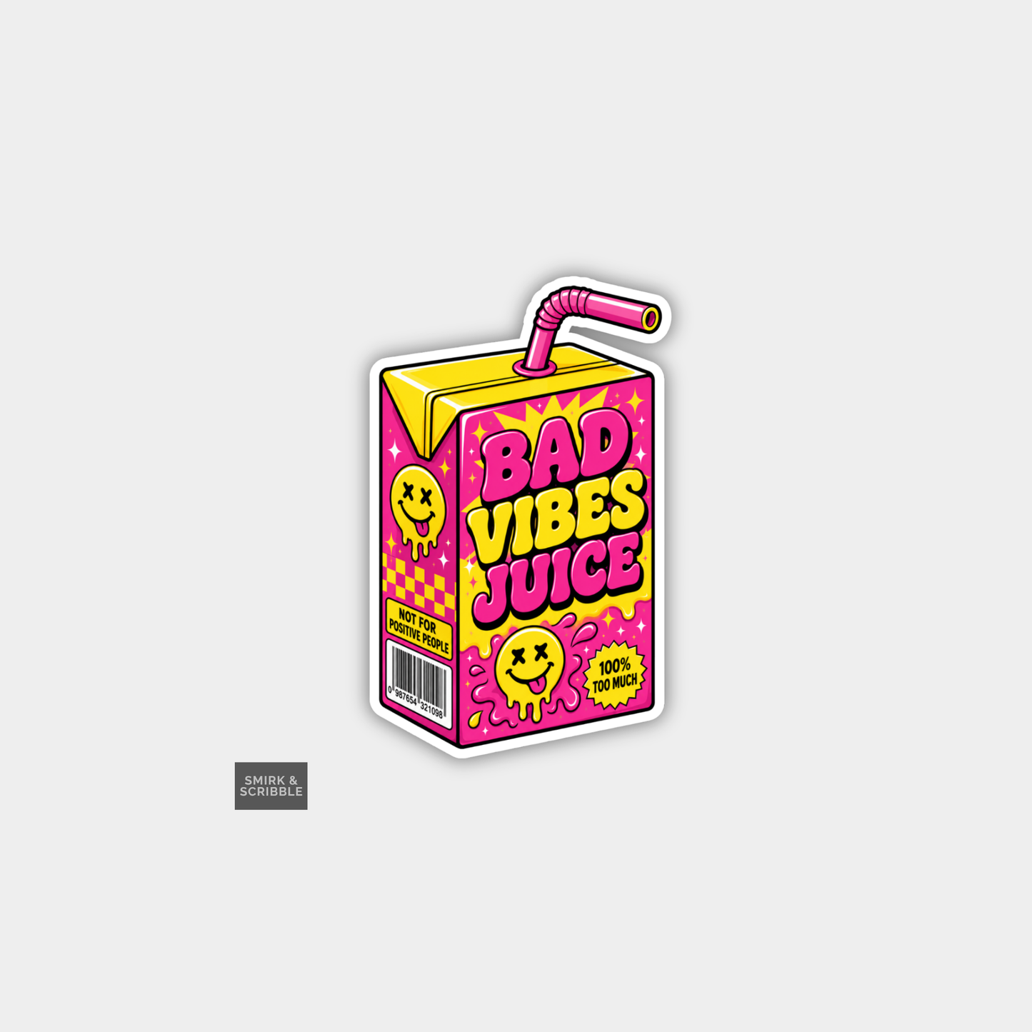 Funny Snarky Juice Box Vinyl Sticker - Bad Vibes