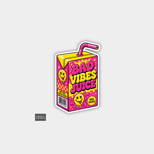 Funny Snarky Juice Box Vinyl Sticker - Bad Vibes