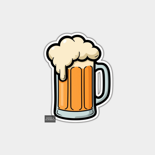 Illustration of a beer mug with foam on a light gray background
